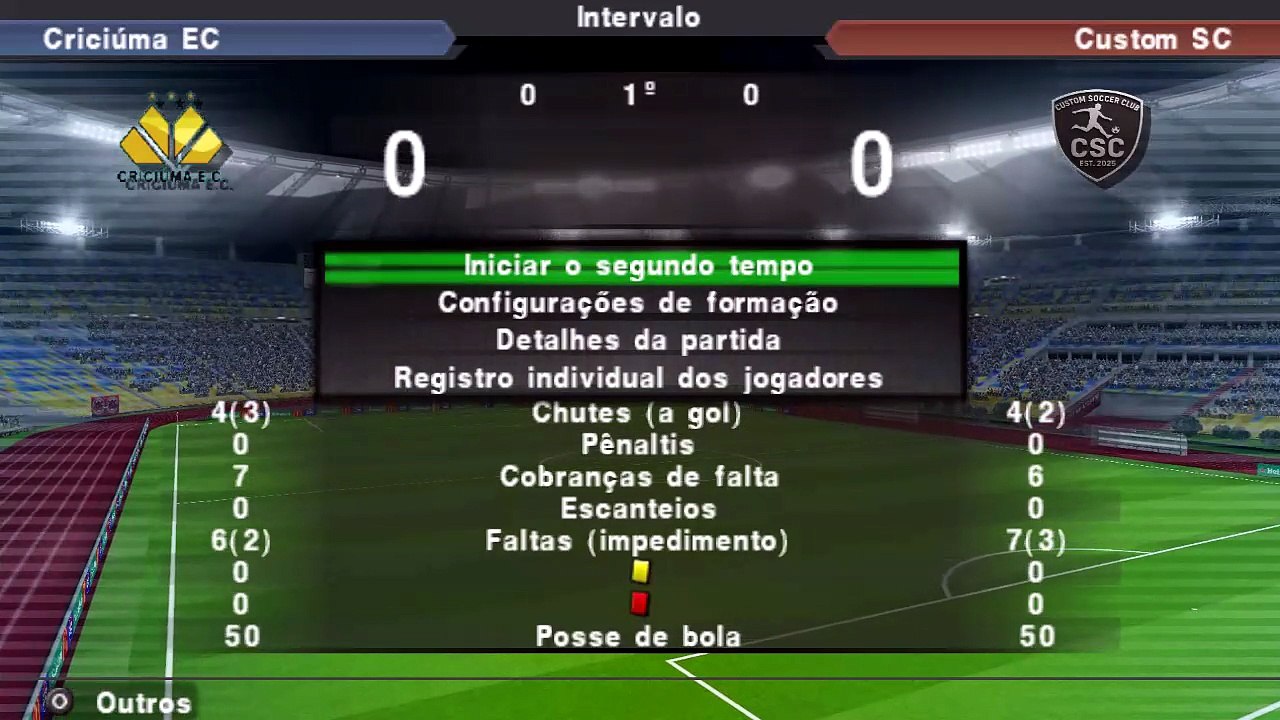 Instant Stream - PES 2026 (PPSSPP), master league simulation - Criciúma EC vs. CSC - 2026-05-10