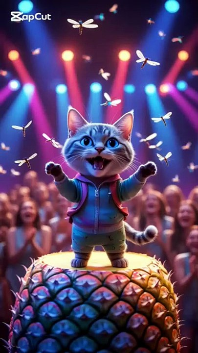Cutest Cat Performance Ever 😻🎭✨  Dragonfly & Butterfly Audience 🦋🐉🍍