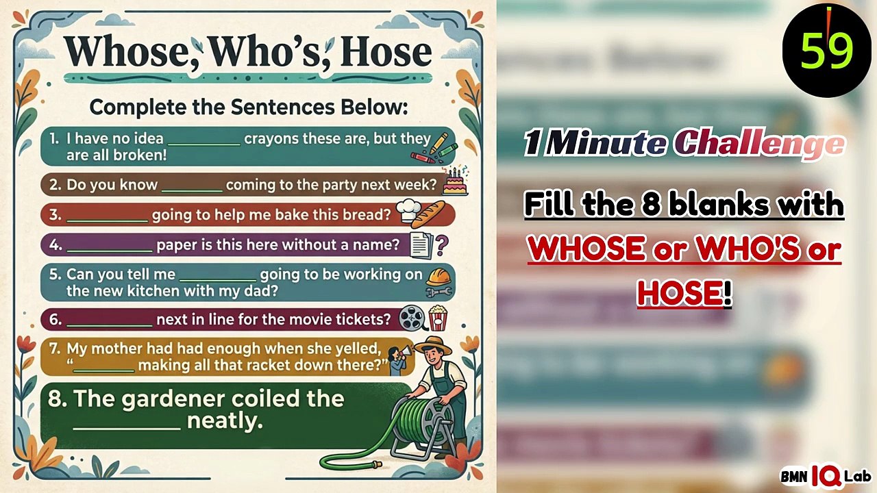 #DoNotCheat 🚫😒 Fill the 8 blanks with WHOSE or WHO'S or HOSE! ✍️