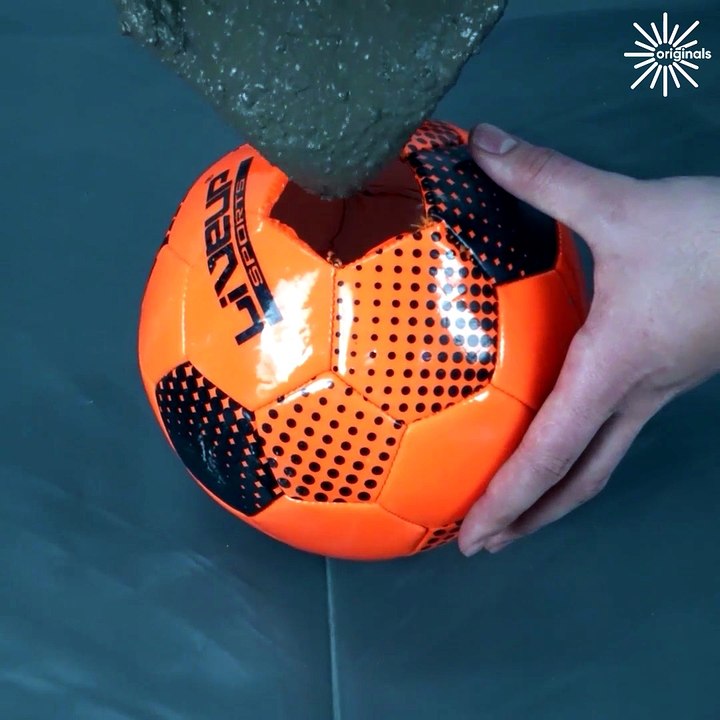 DIY soccer ball cement waterfall!