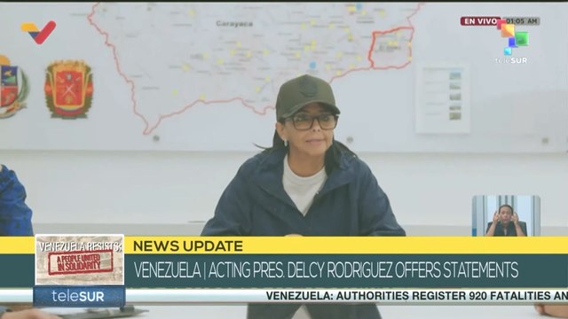 Acting Pres. Delcy Rodriguez offers statements