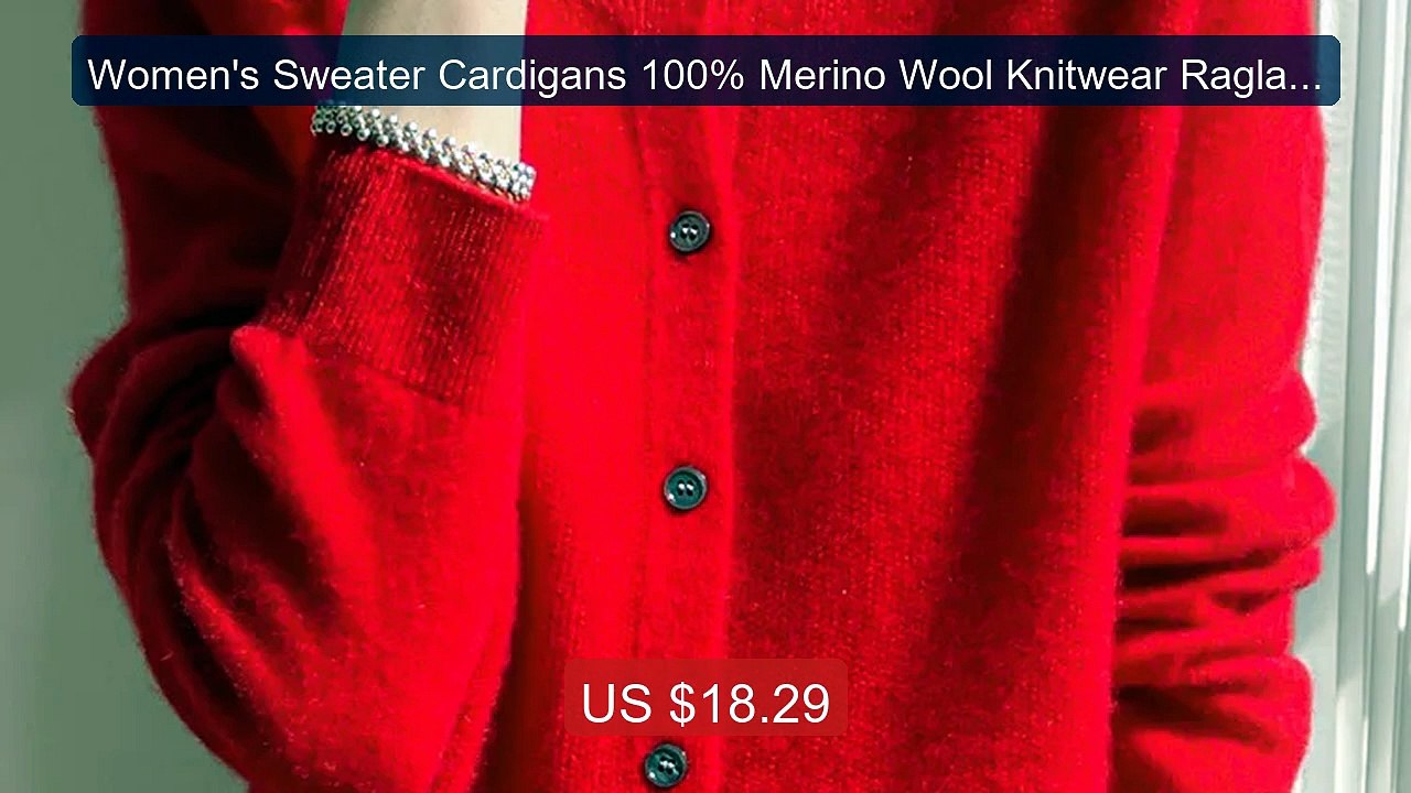 Women's Sweater Cardigans 100% Merino Wool Knitwear Raglan ... -- Top Pick 2026 | Unbeatable Price!