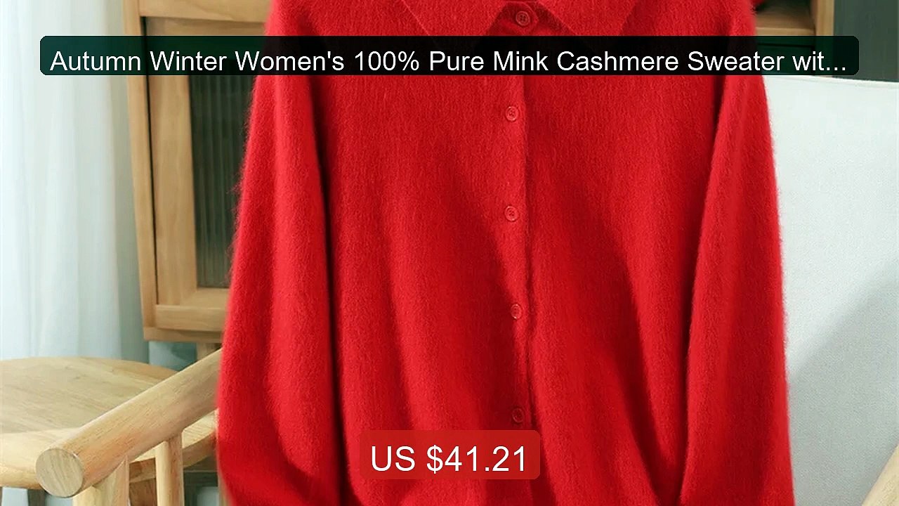 Autumn Winter Women's 100% Pure Mink Cashmere Sweater with Pe... -- Amazing Value 2026 | Must Have!