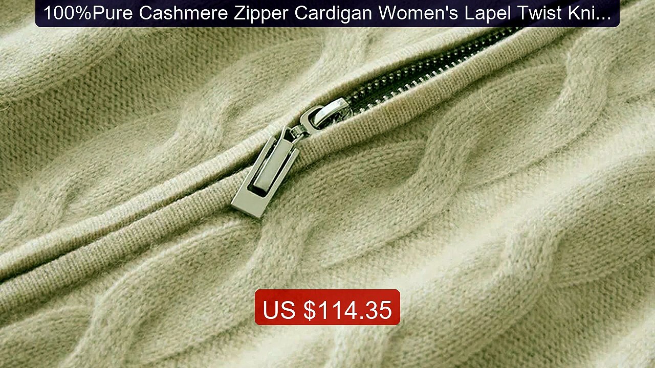 100%Pure Cashmere Zipper Cardigan Women's Lapel Twist Knitted Jacke... -- Top Rated 2026 | Buy Now!