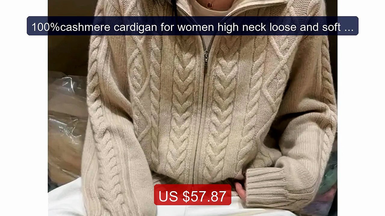 100%cashmere cardigan for women high neck loose and soft swea... -- Amazing Value 2026 | Must Have!