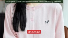100% pure cotton cardigan women's round neck long sleeved loos... -- Hot Deal 2026 | Limited Offer!