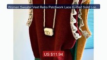 Women Sweater Vest Retro Patchwork Lace Knitted Solid Loose Sleeve... -- Best Deal 2026 | Shop Now!