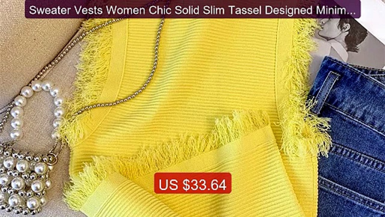 Sweater Vests Women Chic Solid Slim Tassel Designed Minimal... -- Top Pick 2026 | Unbeatable Price!