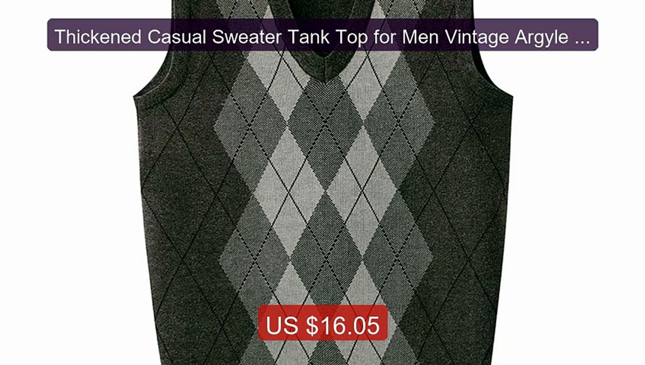 Thickened Casual Sweater Tank Top for Men Vintage Argyle Chec... -- Amazing Value 2026 | Must Have!