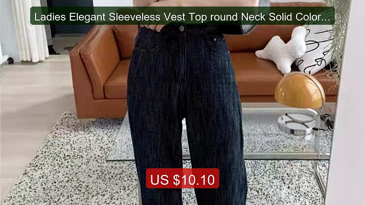 Ladies Elegant Sleeveless Vest Top round Neck Solid Color Mid-... -- Hot Deal 2026 | Limited Offer!
