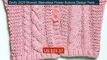 Zevity 2025 Women Sleeveless Flower Buttons Design Twist Knitt... -- Best Buy 2026 | Great Quality!