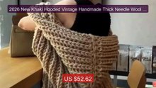 2026 New Khaki Hooded Vintage Handmade Thick Needle Wool Cardi... -- Hot Deal 2026 | Limited Offer!