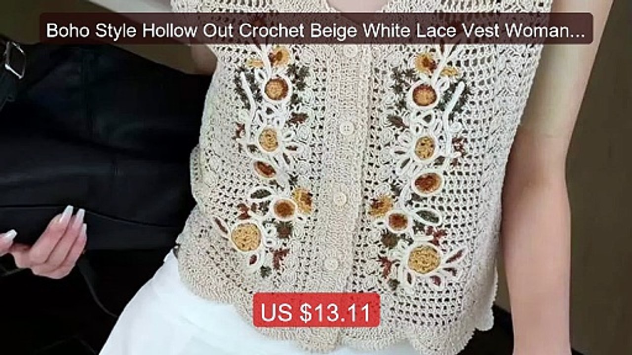 Boho Style Hollow Out Crochet Beige White Lace Vest Woman Summer Sl... -- Top Rated 2026 | Buy Now!