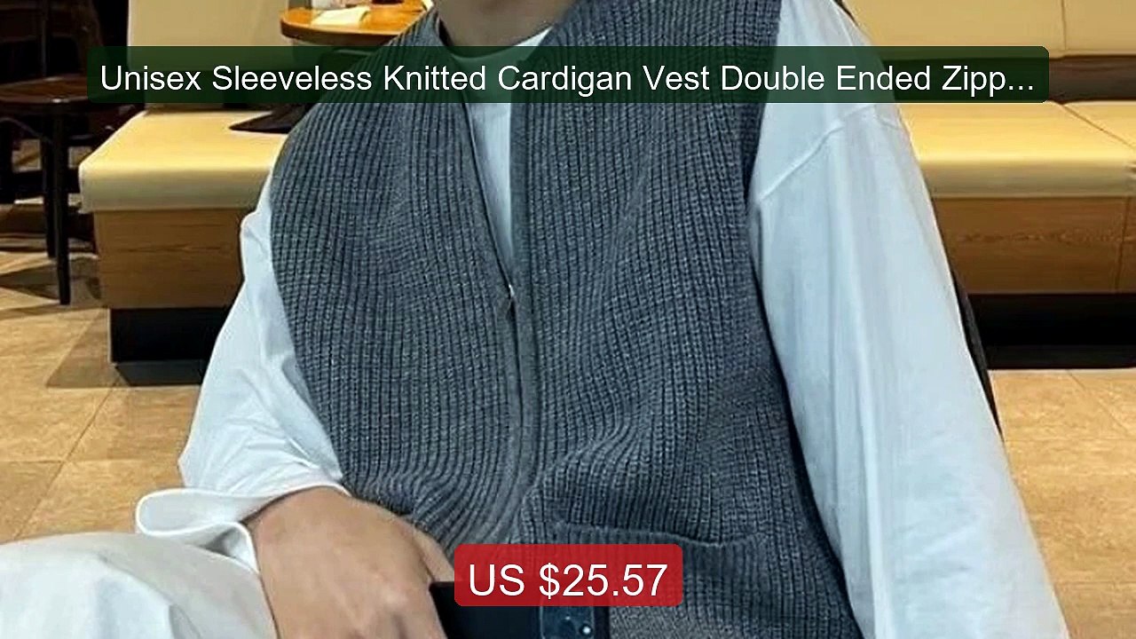 Unisex Sleeveless Knitted Cardigan Vest Double Ended Zipper... -- Top Pick 2026 | Unbeatable Price!