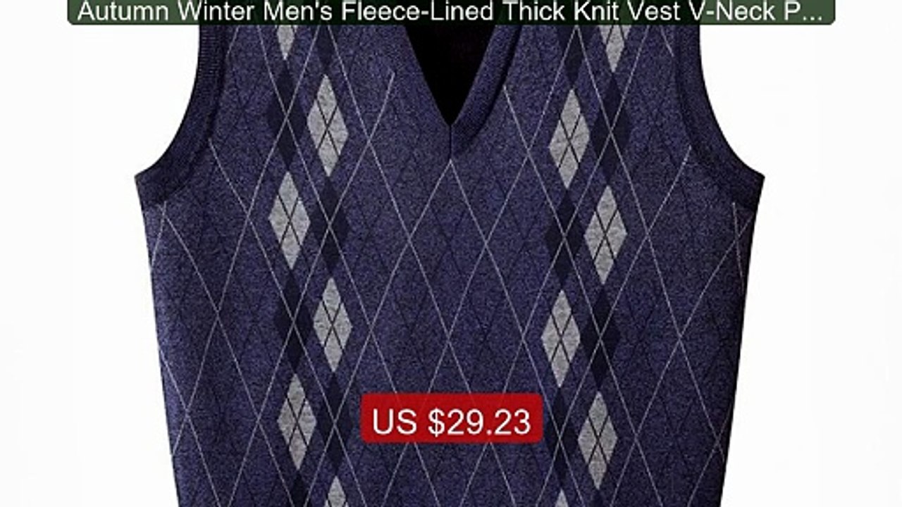 Autumn Winter Men's Fleece-Lined Thick Knit Vest V-Neck Pullover Wa... -- Top Rated 2026 | Buy Now!