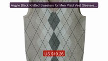 Argyle Black Knitted Sweaters for Men Plaid Vest Sleeveless Br... -- Best Buy 2026 | Great Quality!