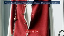 Preppy Knit Sweater Vest Women Vintage Sleeveless Horn Button Casua... -- Top Rated 2026 | Buy Now!