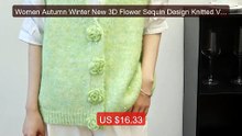 Women Autumn Winter New 3D Flower Sequin Design Knitted Vest ... -- Amazing Value 2026 | Must Have!
