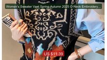 Women's Sweater Vest Spring Autumn 2025 O-Neck Embroidery Knitted ... -- Best Deal 2026 | Shop Now!