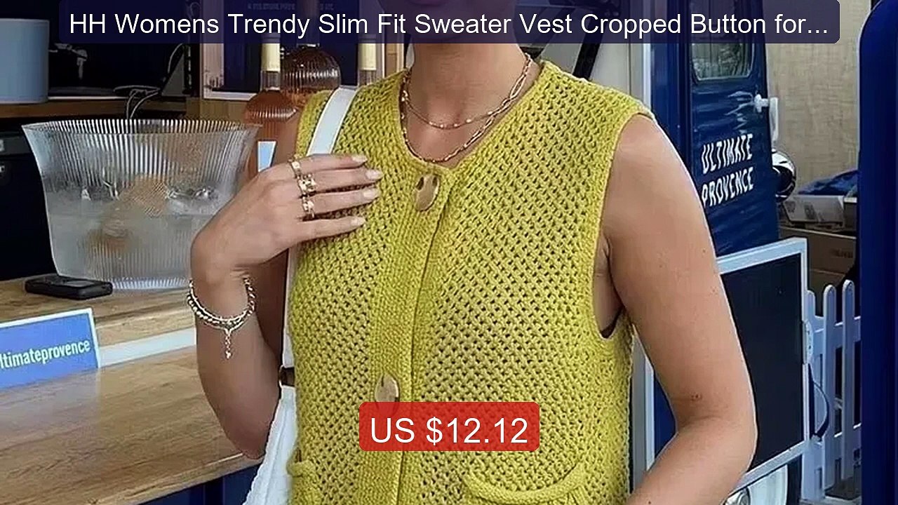 HH Womens Trendy Slim Fit Sweater Vest Cropped Button for Fash... -- Hot Deal 2026 | Limited Offer!