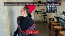 Japanese Retro Jacquard Knitted Vest Women V Neck Sleeveless O... -- Hot Deal 2026 | Limited Offer!
