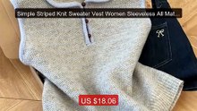 Simple Striped Knit Sweater Vest Women Sleeveless All Match C... -- Amazing Value 2026 | Must Have!