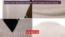 Mens Vests Sleeveless Sweater 2025 Vintage Autumn Casual V-Nec... -- Hot Deal 2026 | Limited Offer!
