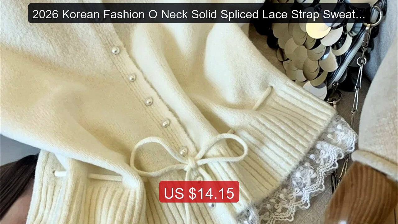 2026 Korean Fashion O Neck Solid Spliced Lace Strap Sweater Wo... -- Hot Deal 2026 | Limited Offer!
