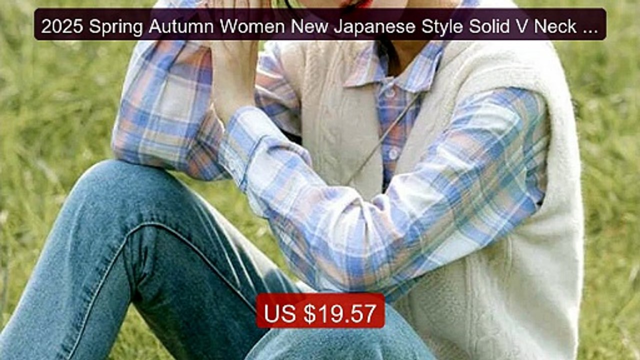 2025 Spring Autumn Women New Japanese Style Solid V Neck Button Kni... -- Top Rated 2026 | Buy Now!