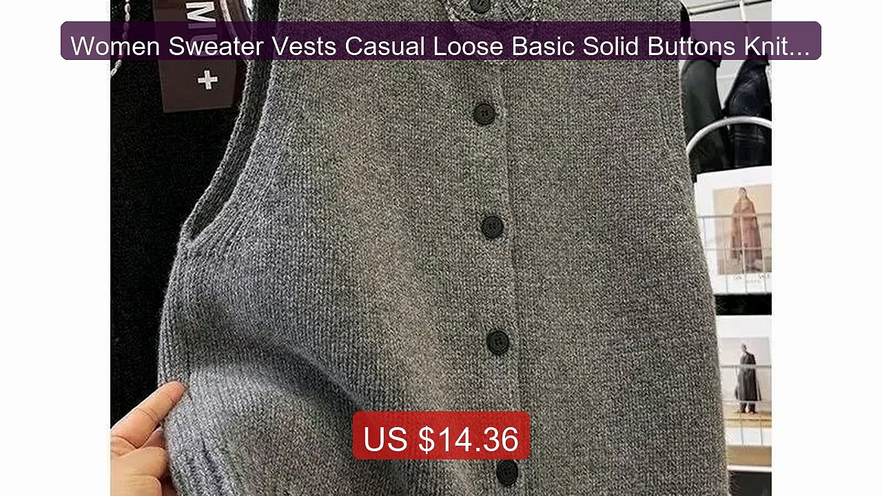 Women Sweater Vests Casual Loose Basic Solid Buttons Knitwear... -- Amazing Value 2026 | Must Have!
