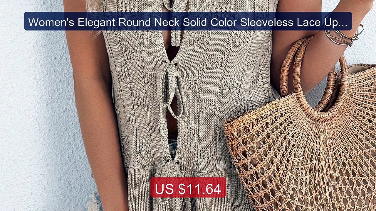 Women's Elegant Round Neck Solid Color Sleeveless Lace Up R... -- Top Pick 2026 | Unbeatable Price!