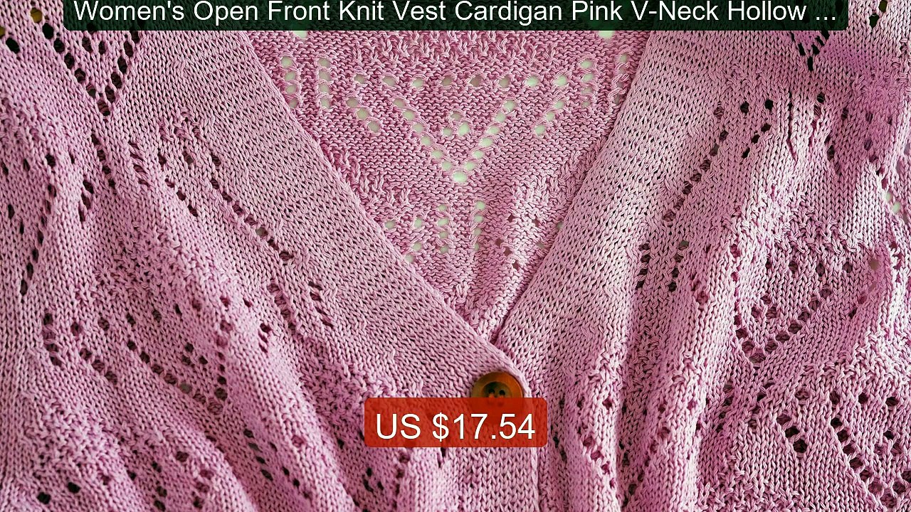 Women's Open Front Knit Vest Cardigan Pink V-Neck Hollow Out B... -- Best Buy 2026 | Great Quality!
