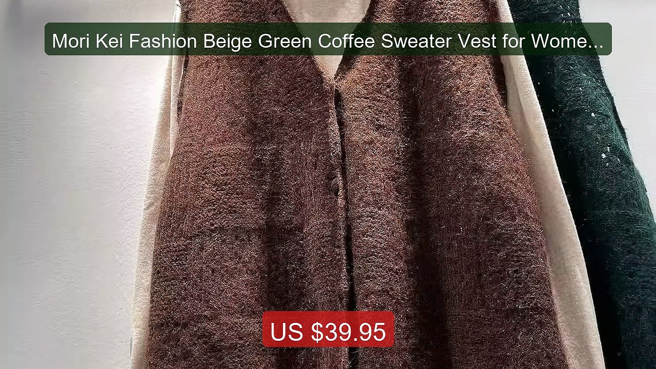 Mori Kei Fashion Beige Green Coffee Sweater Vest for Women Jap... -- Best Buy 2026 | Great Quality!