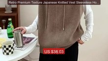 Retro Premium Texture Japanese Knitted Vest Sleeveless Hooded ... -- Hot Deal 2026 | Limited Offer!