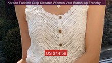 Korean Fashion Crop Sweater Women Vest Button-up Frenchy Bu... -- Top Pick 2026 | Unbeatable Price!
