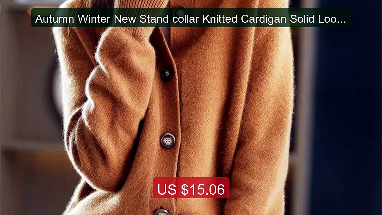 Autumn Winter New Stand collar Knitted Cardigan Solid Loose Sh... -- Hot Deal 2026 | Limited Offer!