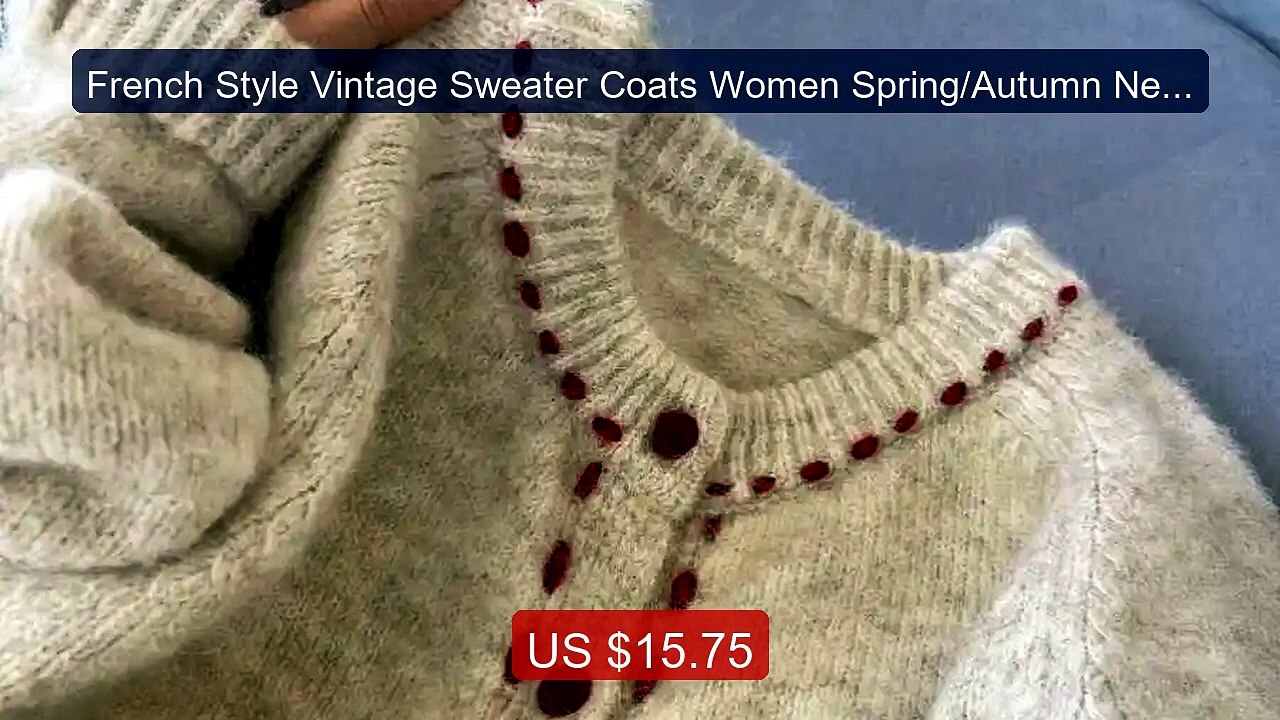 French Style Vintage Sweater Coats Women Spring/Autumn New O-N... -- Best Buy 2026 | Great Quality!