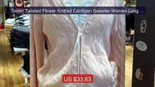 Sweet Twisted Flower Knitted Cardigan Sweater Women Long Sleev... -- Hot Deal 2026 | Limited Offer!