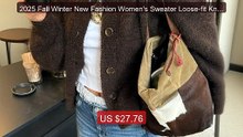 2025 Fall Winter New Fashion Women's Sweater Loose-fit Knit Ca... -- Hot Deal 2026 | Limited Offer!