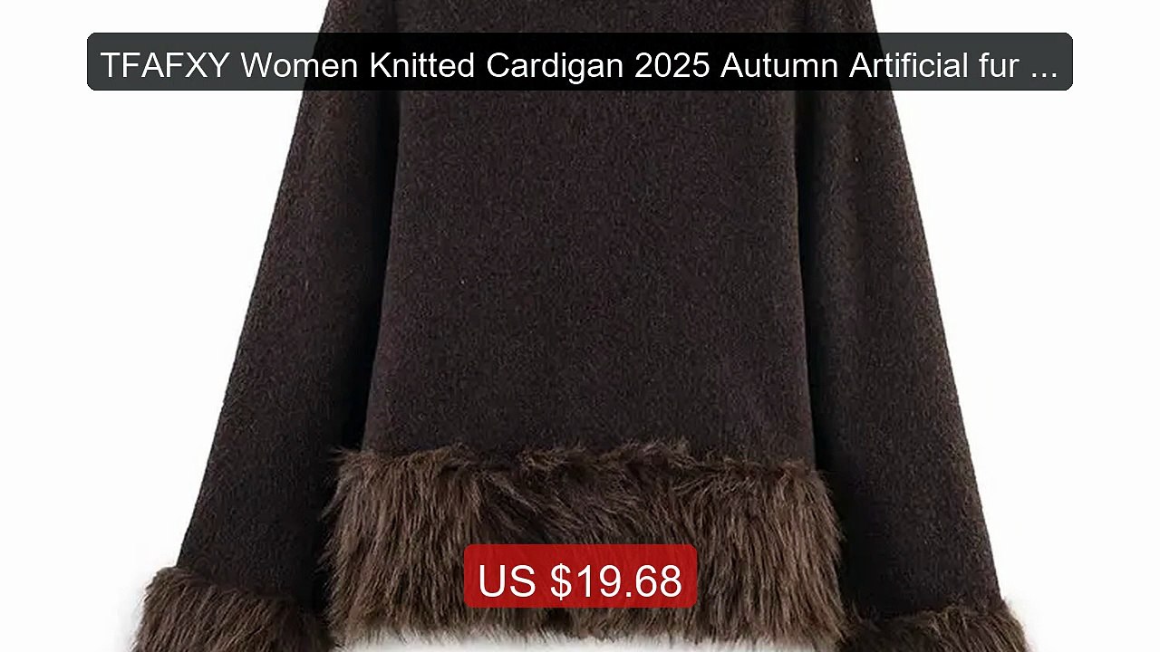 TFAFXY Women Knitted Cardigan 2025 Autumn Artificial fur sp... -- Top Pick 2026 | Unbeatable Price!
