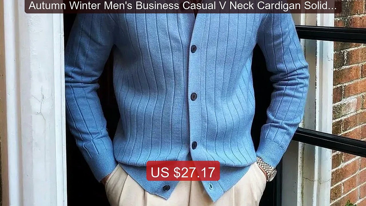 Autumn Winter Men's Business Casual V Neck Cardigan Solid Col... -- Amazing Value 2026 | Must Have!