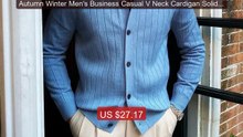 Autumn Winter Men's Business Casual V Neck Cardigan Solid Col... -- Amazing Value 2026 | Must Have!