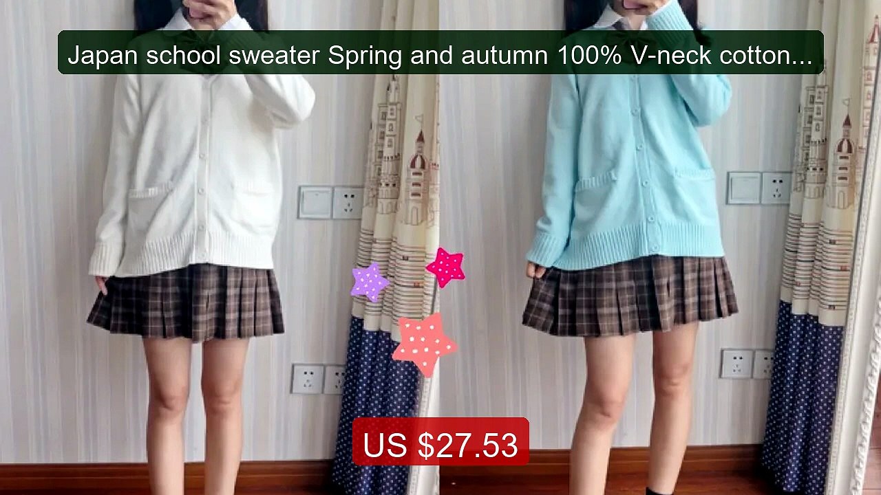 Japan school sweater Spring and autumn 100% V-neck cotton knit... -- Best Buy 2026 | Great Quality!