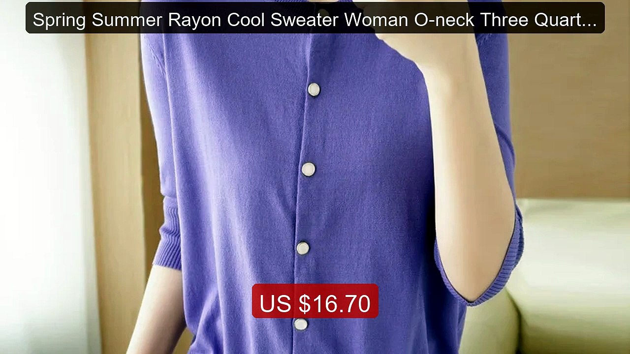 Spring Summer Rayon Cool Sweater Woman O-neck Three Quarter Cardiga... -- Top Rated 2026 | Buy Now!