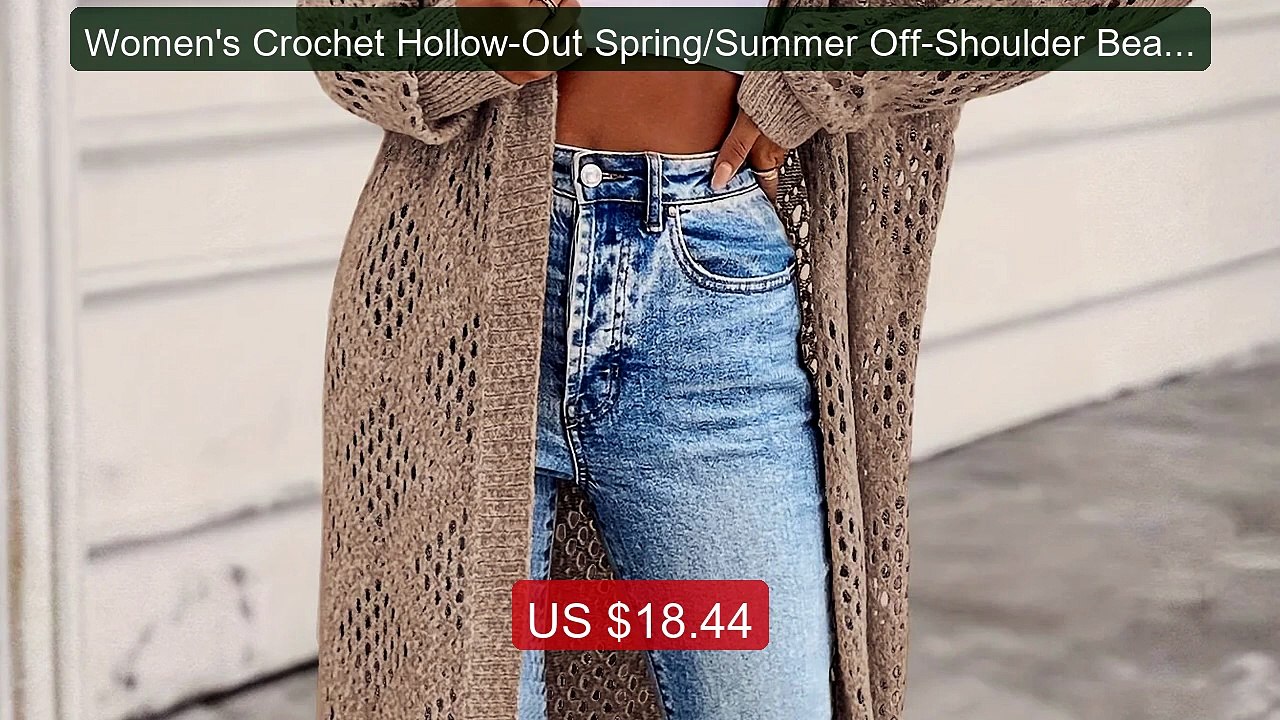 Women's Crochet Hollow-Out Spring/Summer Off-Shoulder Beachwear Ca... -- Best Deal 2026 | Shop Now!