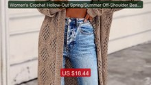 Women's Crochet Hollow-Out Spring/Summer Off-Shoulder Beachwear Ca... -- Best Deal 2026 | Shop Now!