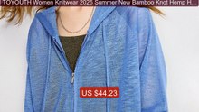 TOYOUTH Women Knitwear 2026 Summer New Bamboo Knot Hemp Hoode... -- Amazing Value 2026 | Must Have!