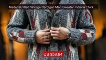 Maden Knitted Vintage Cardigan Men Sweater Indiana Thick Knit Overs... -- Top Rated 2026 | Buy Now!