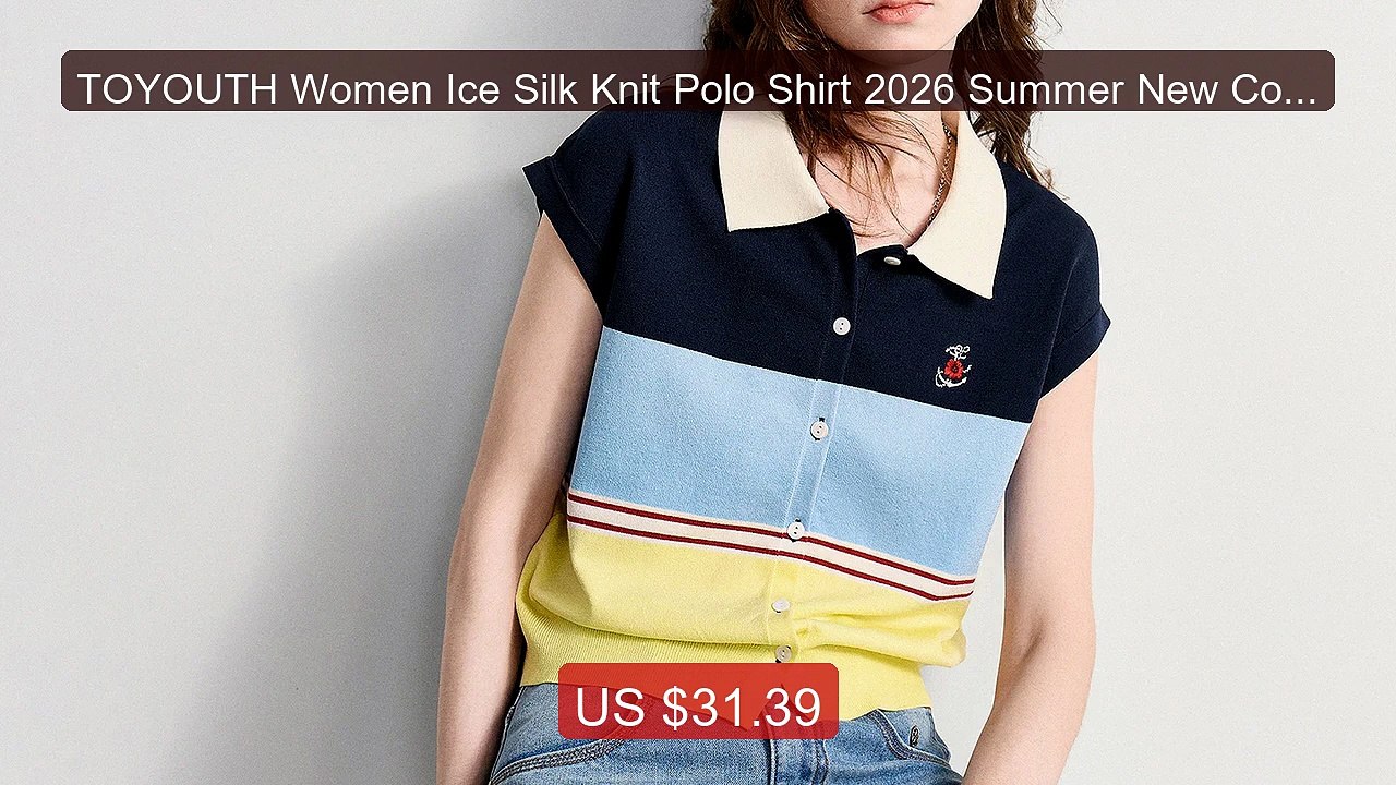 TOYOUTH Women Ice Silk Knit Polo Shirt 2026 Summer New Color B... -- Best Buy 2026 | Great Quality!