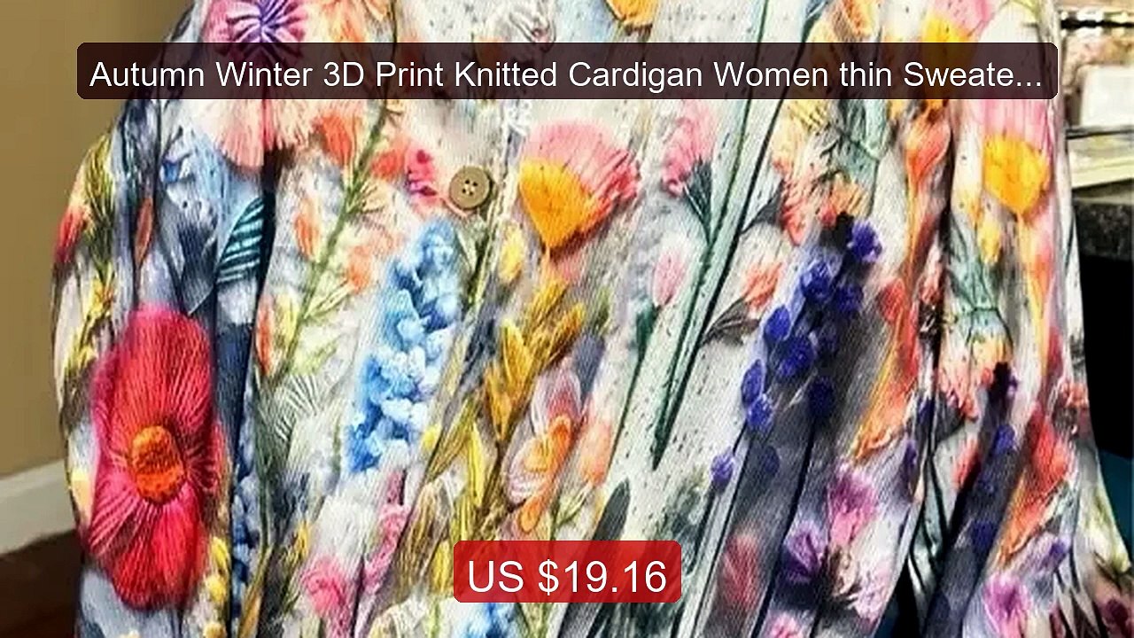 Autumn Winter 3D Print Knitted Cardigan Women thin Sweater ... -- Top Pick 2026 | Unbeatable Price!